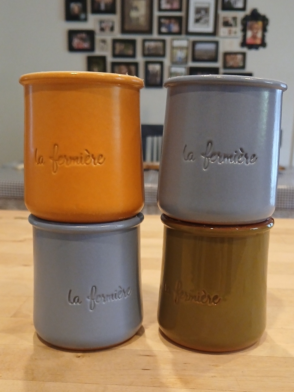 La FERMIERE French Yogurt Cups, Olive Green, Mediterranean Orange, And Lavender